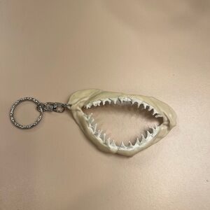 Shark Jaw Keychain in Ivory and White